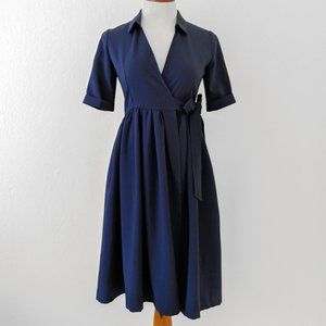 Magonn Vintage inspired navy wrap dress